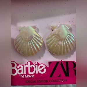 ZARA x Barbie Iridescent Shell Statement Earrings